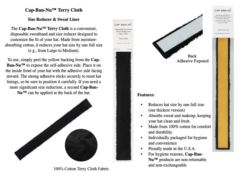 Cap-Ban-Nu™  Terry Cloth Hat Size Reducer
